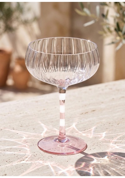The Mia Ayaklı Cam Dondurma Kasesi Pembe Beyaz 240 Ml