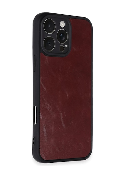 Bezos İphone 16 Pro Max Uyumlu Kılıf Aras Deri Kapak - Bordo Dmc