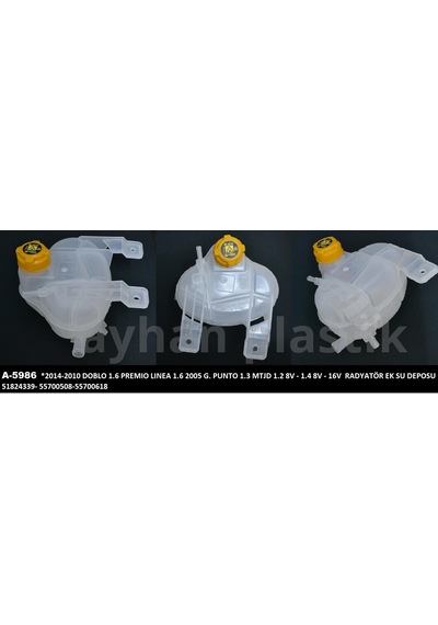 Ayhan A5986-99 Genleşme Kavanozu Kapaklı Fiat Grande Punto 2005 Ve Sonrası Linea 2009 Ve Sonrası Doblo 2009 Ve Sonrası 1.3d Mjet 1.4 Radyatör Yedek Su Deposu 55700508-55700618-51824339-51807064