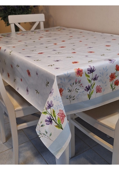 Elyaflı Pvc Muşamba - Desenli Silinebilir Masa Örtüsü Gri Mrl122 Mavi