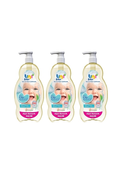 Uni Baby Bebek Saç ve Vücut Şampuanı 3 x 900 ML