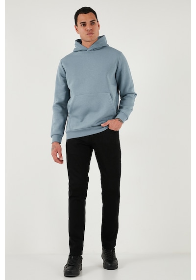 Buratti Regular Fit Kapüşonlu Kanguru Cepli Içi Tüylü Yumuşak Şardonlu Erkek Sweat 5905281 Mavi