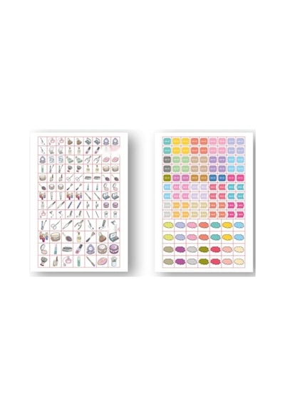 Renkli Sticker Kitapçığı - 2100 Çıkartma - Mini Etiketler 124-Pembe