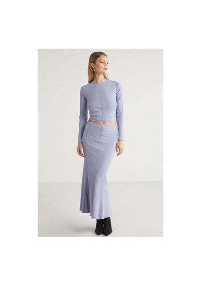2Y Premium Midi Lila Slim Fit Üst İle Yaza Uygun Tarz Açık Bej