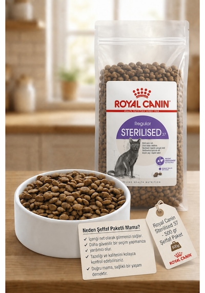 Kısır Kısırlaştırılmış Sterilised Kedi Maması 500 Gr Şeffaf Paket