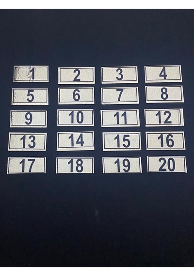 Kapı Numarası Dolap,Raf,Posta Kutusu Numarası 18X38Mm 1 Den 20 Ye
