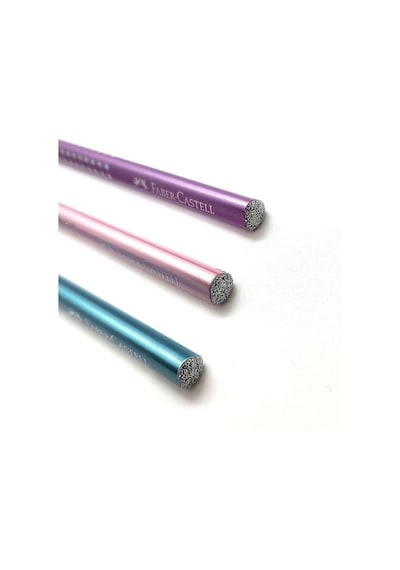 Faber-castell Pırlanta Sparkle Kurşun Kalem Seti 3 Adet Kalem , Pastel Mat Renkler Seri .