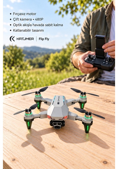 S109 Flip Fly Çift Kameralı Katlanabilir Drone 480p, Fırçasız Motor, Wi-fi Görüntü Aktarımı, Optik Akış, 156,6 G Gri