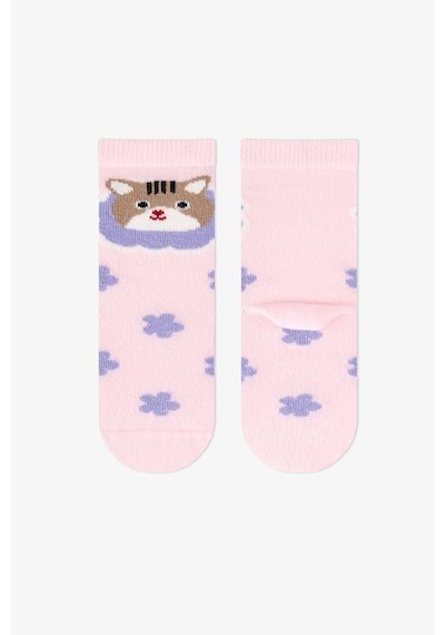 Penti Kız Çocuk Pembe Feel Better Kedi Desenli Pamuklu 3 Çift Soket Çorap
