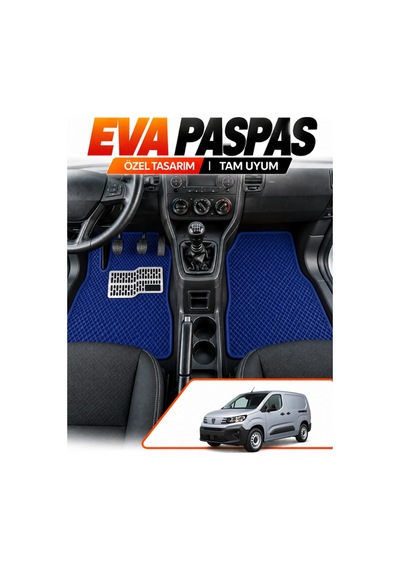 Peugeot Rifter Panelvan 2018-2025 Uyumlu Eva Paspas Metal Topukluklu Ön 2 Parça Lacivert