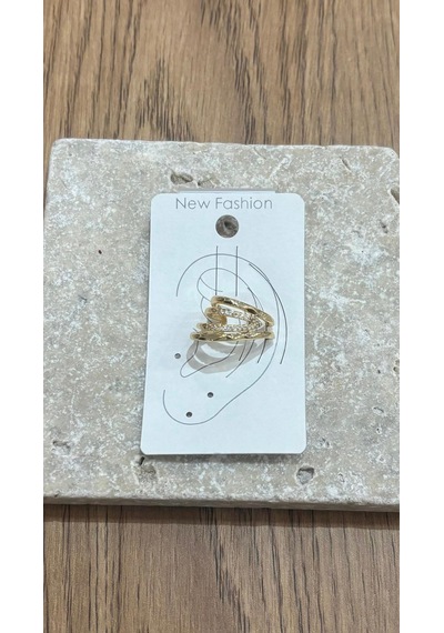 Taşlı Sıralı Gold Kıkırdak Küpe Çok Renkli