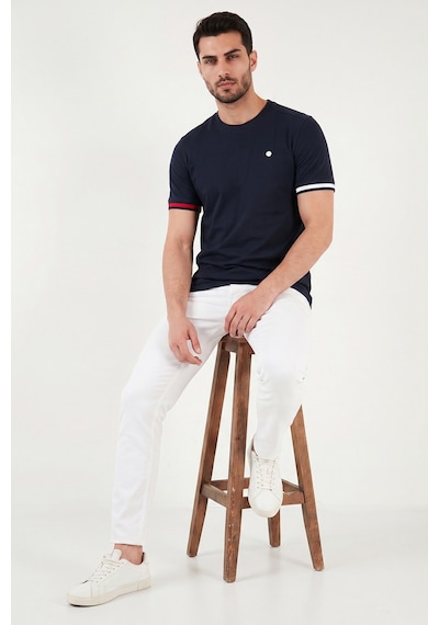 Buratti Bisiklet Yaka Kolları Renkli Şerit Detaylı T Shirt Erkek T Shirt 5904060 Lacivert