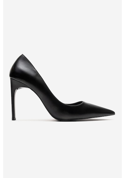 Luvishoes Velorıen Siyah Cilt Kadın Topuklu Ayakkabı Siyah Cilt