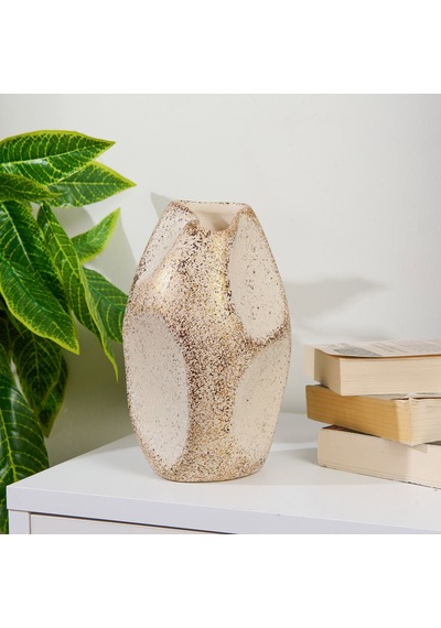 Deco Urthania Vazo - Bej / Gold - 25 Cm