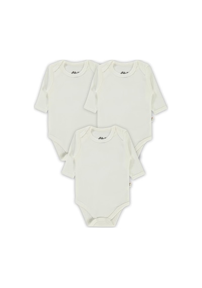 Civil Baby Düz Uzun Kol 3 Lü 3-9 Ay Çıtçıtlı Badi - Beyaz