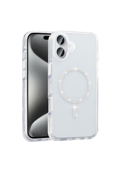 Techaks Apple Uyumlu iPhone 16 Pro Max Kılıf Taşlı Tasarım M-safe Şarj Özellikli Zore Koment Silikon Kapak - Gold Altın