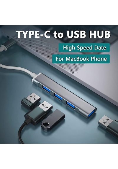 Lexroo 4'ü 1 Arada Usb C Adaptörü, 4 Usb 3.0 Bağlantı Noktası