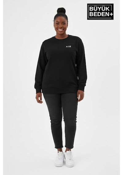 Süperlife Kadın Büyük Beden Ar Baskılı Yaka Kollar Etek Ribana Bisilet Yaka İnce Sweatshirt Spr26bswk956-1 Siyah Süperlife Kadın Büyük Beden Ar Baskılı Yaka Kollar Etek Ribana Bisilet Yaka İnce Sweatshirt Spr26bswk956-1 Siyah