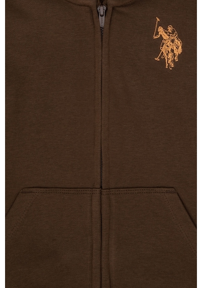 U.S. Polo Assn. Erkek Çocuk Kahverengi Fermuarlı Kapüşonlu Sweatshirt 50316706-VR029