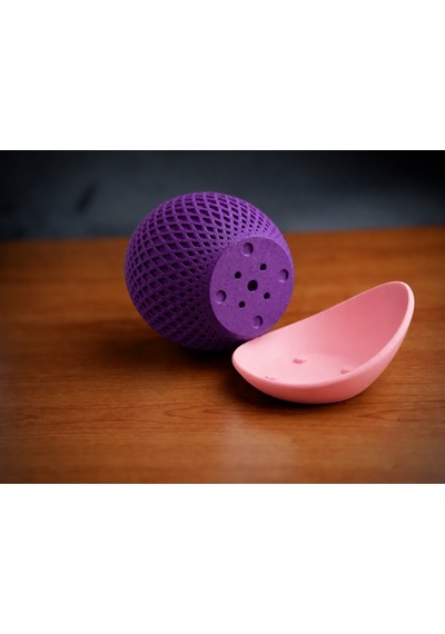 Bezos 3d Baskı Küre Saksı - Kafes Dokulu İki Parçalı Dekoratif Saksı - Mor-pembe Bezos1 32970976