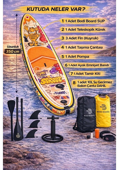 Paddle Board Sup Naughty Cat Şişme Stand 350x84x15cm Full Set