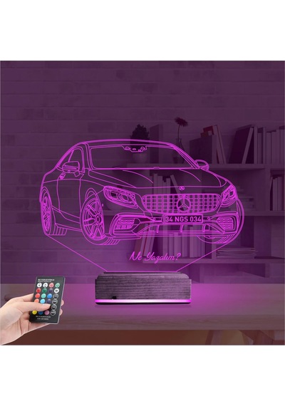 Luvivia Mercedes Araba S63 Kişiye Özel 3d Lamba - Masa Gece Lambası Şeffaf