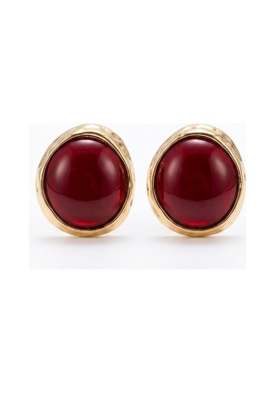 Çelik Altın Çevçeveli Trend Küpe Kararmaz Hediye Kutulu Kadın Küpe Bordo - 880551568 Bordo