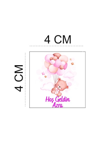 Kişiye Özel 50 Adet 4x4 Doğum Günü & Baby Shower Madlen Çikolata Sticker Etiketi Diğer