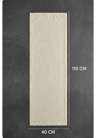 Lınen Organik Ham Keten Runner Naturel 40 X 110 Cm Bej