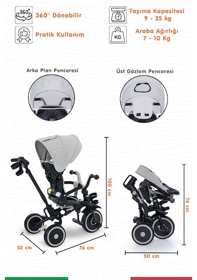 Prego Happy Dino Plus 360 Tamamen Katlanabilir Çocuk Bisikleti