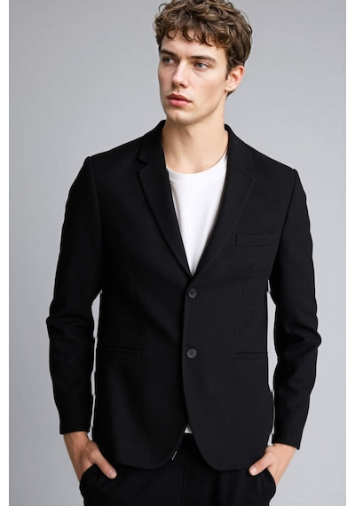 Defacto Modern Fıt Penye Blazer Ceket F2347ax26spbk27 Siyah-bk27