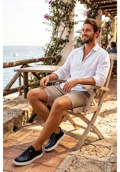 Marcomen Erkek Rugan Casual Ayakkabı 23174 Siyah