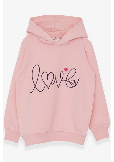 Breeze KIz Çocuk Sweatshirt Nakışlı Yazı Baskılı 2-6 Yaş, Pudra