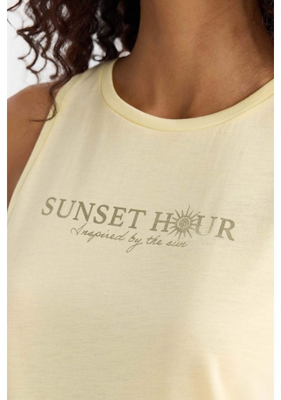 Defacto Relax Fit Slogan Baskılı Bisiklet Yaka Atlet F6237ax25hsyl149 SARI
