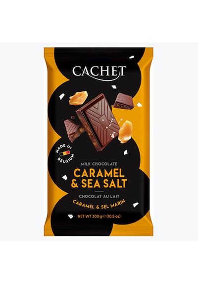 Cachet Sütlü Belçika Çikolatası %32 Karamelli Ve Deniz Tuzlu Sütlü Çikolata Bar 300 Gr