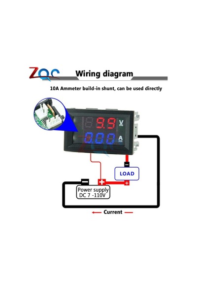 0-100v Kırmızı Mavi-mini Dijital Voltmetre Ampermetre Dc 0 -100v / Dc 7 -110 10a Gerilim Akım Kablo Bulucu & Test Cihazı 43850469