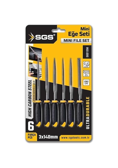 Tr Sgs Mini Eğe Seti, 6 Parça, 3x140 Mm, Metal El Aleti, Model Sgs1356