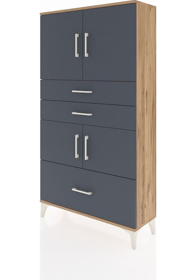 Arges Dolap 3 Raflı 3 Çekmeceli 4 Kapaklı 88x30x163 Çam-antrasit Çam