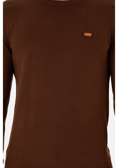 U.S. Polo Assn. Erkek Slim Fit Bisiklet Yaka Kahverengi Kazak 50297040-VR158