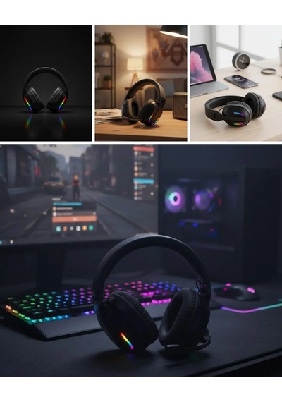 Gaming Headset Kablosuz Bluetooth 40mm Sürücülü Mikrofonlu Oyuncu Kulaklığı Akyı-324793