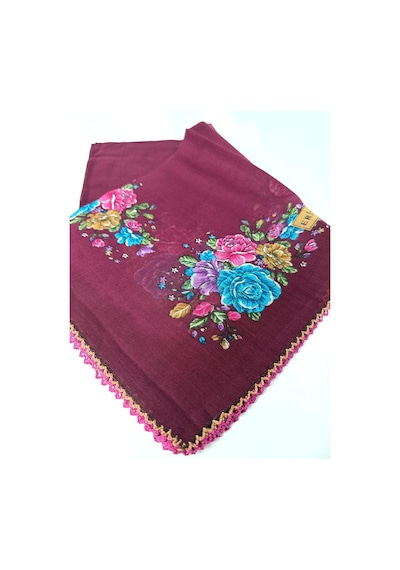 Eripek Oyalı Organik Pamuklu Yazma - 06084 Bordo