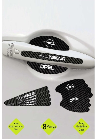Premium Opel Insignia Karbon Desenli Kapı Kolu Koruyucu Seti Çizilmelere Karşı Dayanıklı 8 Parça