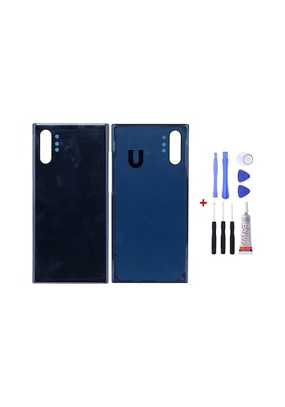 Samsung Note 10 Plus Siyah Uyumlu Arka Cam Kapak Pil Kapağı Tamir Set B7000 Set Siyah