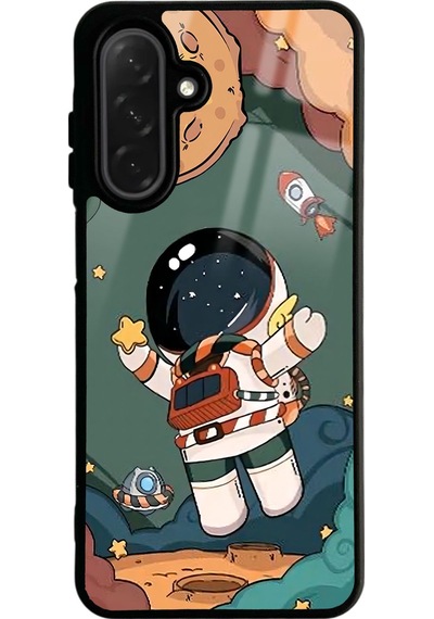 Samsung Uyumlu A26 Anime Astronot Tasarımlı Glossy Telefon Kılıfı Siyah