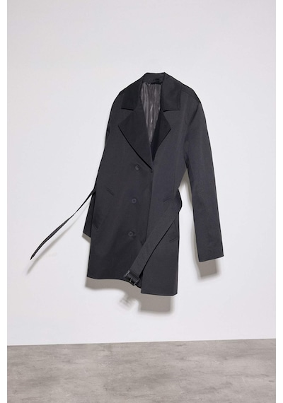 Defacto Slim Fit Dar Kesim Kemerli Düğmeli Trençkot D5528ax25aubk27 Siyah