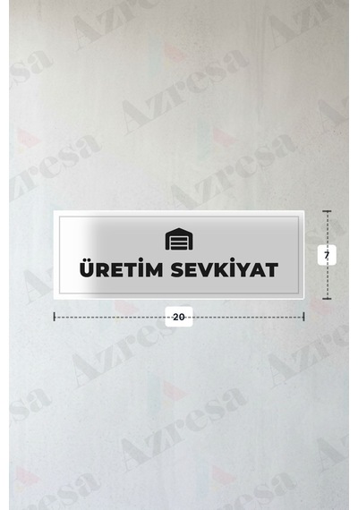 Üretım Sevkıyat Yazılı - Metal - Beyaz Renk - Kapı İsimliği - 20x7 Cm