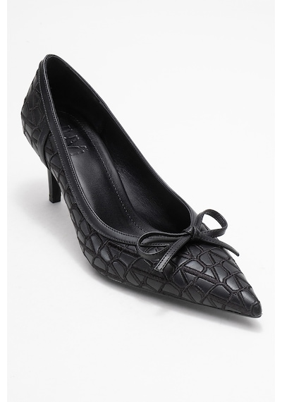 Luvishoes Luvi Shoes Camden Siyah Desenli Fiyonklu Kadın Topuklu Ayakkabı Siyah