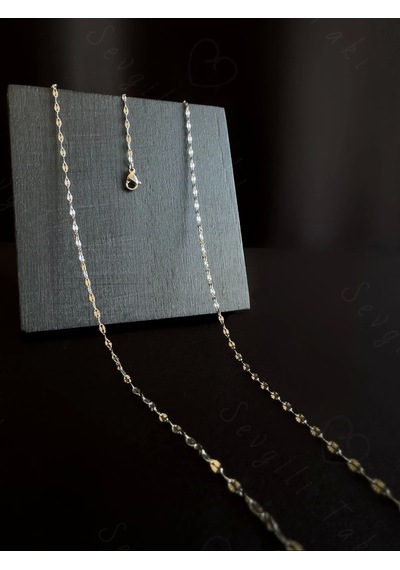 60cm Silver Lip Dudak Zincirli Çelik Bel Takısı Glorius Serisi Silver