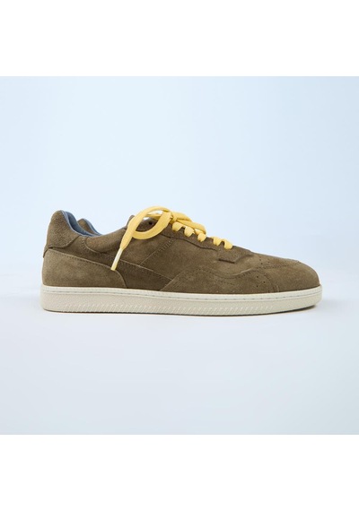 Krahe Zeus Erkek Hakiki Deri El Boyamalı Bağcık Ve İki Yedek Bağcıklı Haki Sneakers