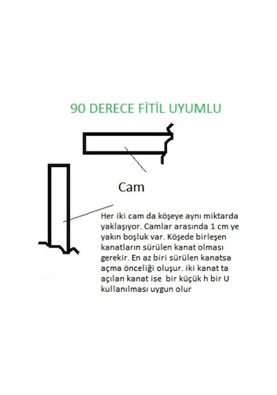 8 Mm Alüminyum Cam Balkon Fitili H,H,90°,45°,22,5°,U